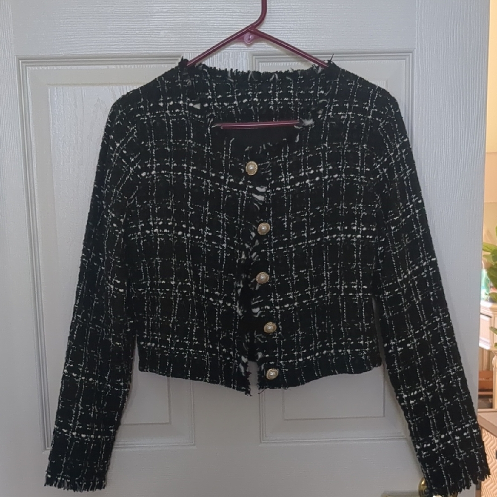 Black and White Tweed Jacket
